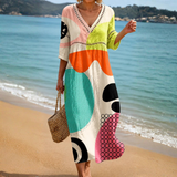 Colourful Abstract Print Beach Dress