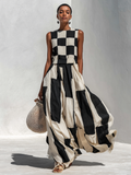 Hallie - Sleeveless Contrast Maxi Dress