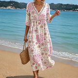 Soft Summer Midi Dress with Floral Print