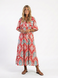 Zaria | Paisley Print V-Neck Short Sleeve Midi Dress