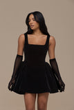 Lucky | Mini Black Velvet Dress