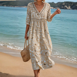 Floral Beach Dress in Warm Tones