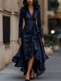 Palma | Draped Satin Maxi Dress With Ruffle Details