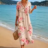 Soft Midi Dress with Elegant Roses