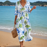 Beach Dress with Fresh Tropical Print
