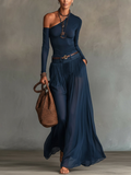 Camila | Ensemble Body Jersey Une Épaule et Jupe Maxi en Mousseline Transparente