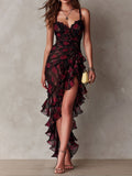 Lowe | Floral Ruched Ruffle Hem Dress
