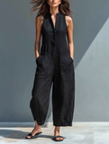 FRANCESCA | FLUID LONG JUMPSUIT WITH POCKETS
