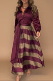 Mila - Striped Long Dress with Lace