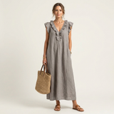 JOSIE | ELEGANT RUFFLE V-NECK MAXI DRESS