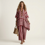 SASHA | TWO-PIECE STRIPED COTTON-LINEN SET