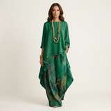 AVALYN | COTTON-SILK TWO-PIECE SET WITH ASYMMETRIC TUNIC