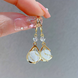 Elegant White Opal Drop Earrings