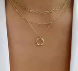 Classic Gold Layered Necklace with Pendant Design